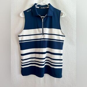 Ralph Lauren RLX Women’s White/Navy Striped Polo Golf Sleeveless Shirt Size: L